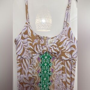 Lilly Pulitzer Tan and Green Patterned Dress